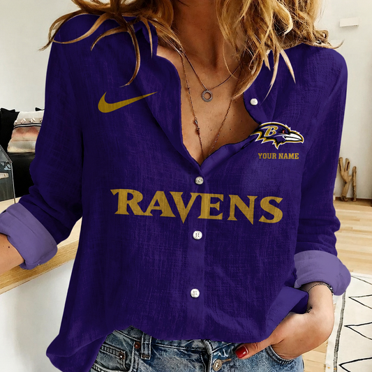 LIMITED EDITION - NEW CUSTOMIZED NFL28 BTR BALTIMORE RAVENS WOMEN CASUAL SHIRT
