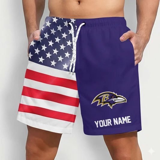 LIMITED EDITION - NEW CUSTOMIZED NFL28 BTR BALTIMORE RAVENS SHORT PANTS