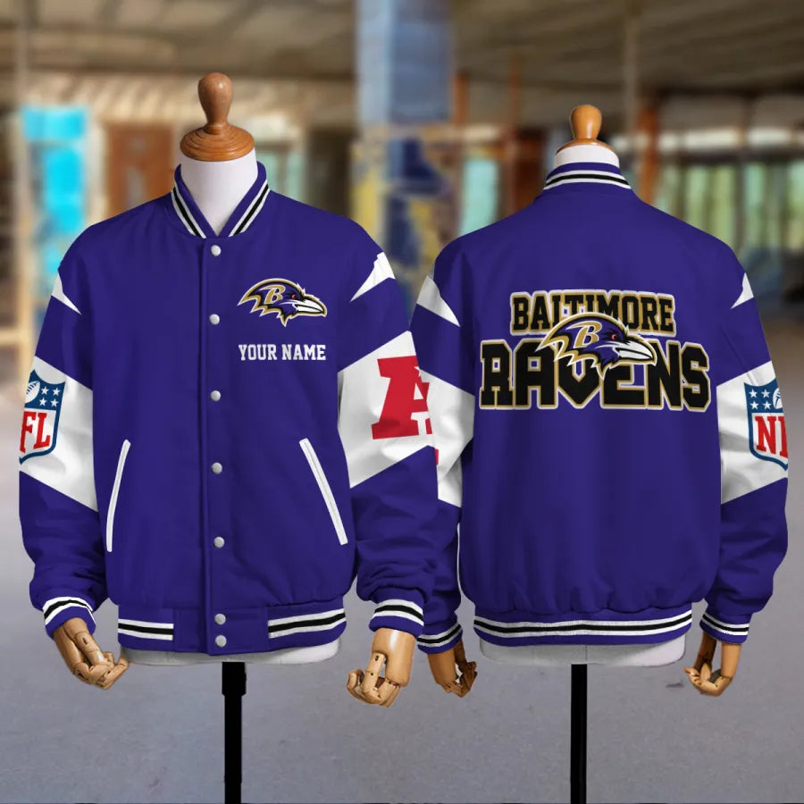 [HOT DEAL] NEW CUSTOMIZED NFL28 BTR BALTIMORE RAVENS SATIN VARSITY & BASEBALL JACKET