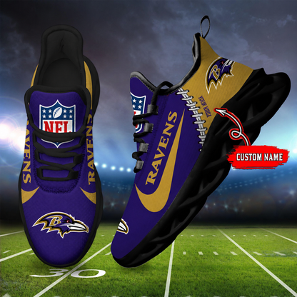LIMITED EDITION - NEW CUSTOMIZED NFL28 BTR BALTIMORE RAVENS UNISEX MAX SOUL SHOES