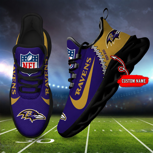 LIMITED EDITION - NEW CUSTOMIZED NFL28 BTR BALTIMORE RAVENS UNISEX MAX SOUL SHOES