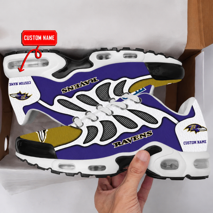 LIMITED EDITION - NEW CUSTOMIZED NFL28 BTR BALTIMORE RAVENS AIR MAX PLUS SNEAKERS