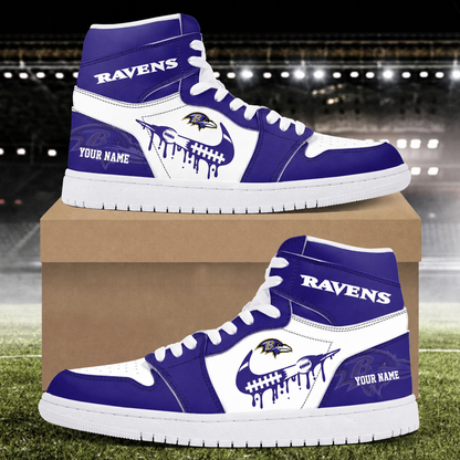 LIMITED EDITION - NEW CUSTOMIZED NFL28 BTR BALTIMORE RAVENS AIR JORDAN SNEAKERS