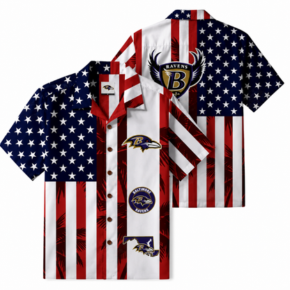 LIMITED EDITION - NEW CUSTOMIZED NFL28 BTR BALTIMORE RAVENS PATRIOTIC 250 USA HAWAIIAN SHIRT