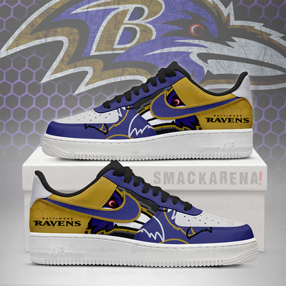 LIMITED EDITION - NEW CUSTOMIZED NFL28 BTR BT RAVENS AF1 SNEAKERS