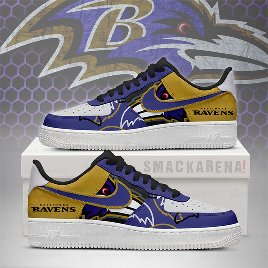 LIMITED EDITION - NEW CUSTOMIZED NFL28 BTR BT RAVENS AF1 SNEAKERS