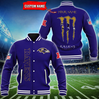 LIMITED EDITION - NEW CUSTOMIZED NFL28 BTR BALTIMORE RAVENS SATIN VARSITY & BASEBALL JACKET