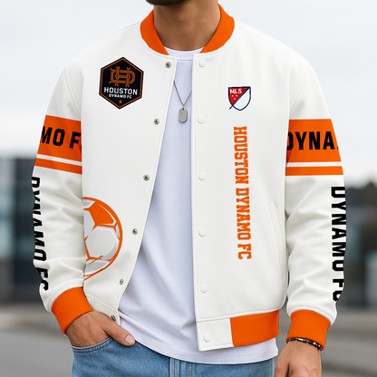 TOP SELLING - NEW CUSTOMIZED MLS28 HDF HT DYNAMO SATIN VARSITY & BASEBALL JACKET