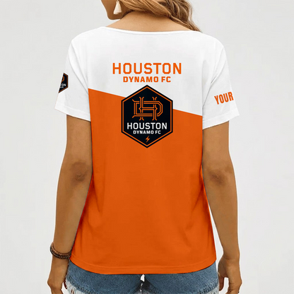 [FAN EXCLUSIVE] NEW CUSTOMIZED MLS28 HDF HOUSTON DYNAMO FC V-NECK FEMALE SHIRT