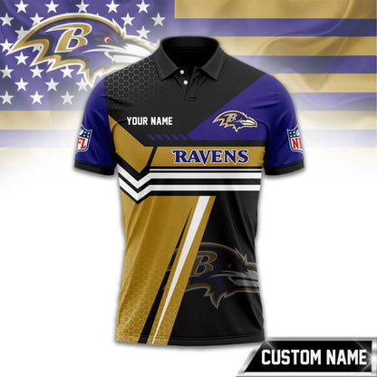 SPECIAL EDITION - NEW CUSTOMIZED NFL28 BTR BALTIMORE RAVENS POLO SHIRT, ZIP POLO SHIRT & T-SHIRTS