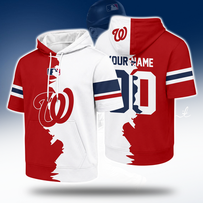 LIMITED EDITION - NEW CUSTOMIZED MLB28 WNS WASHINGTON NATIONALS SHORT SLEEVE HOODIE