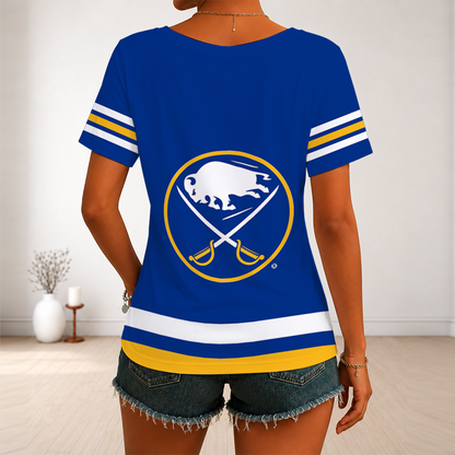 [SUPER SALE] NEW CUSTOMIZED NHL28 BFS BUFFALO SABRES V-NECK FEMALE SHIRT