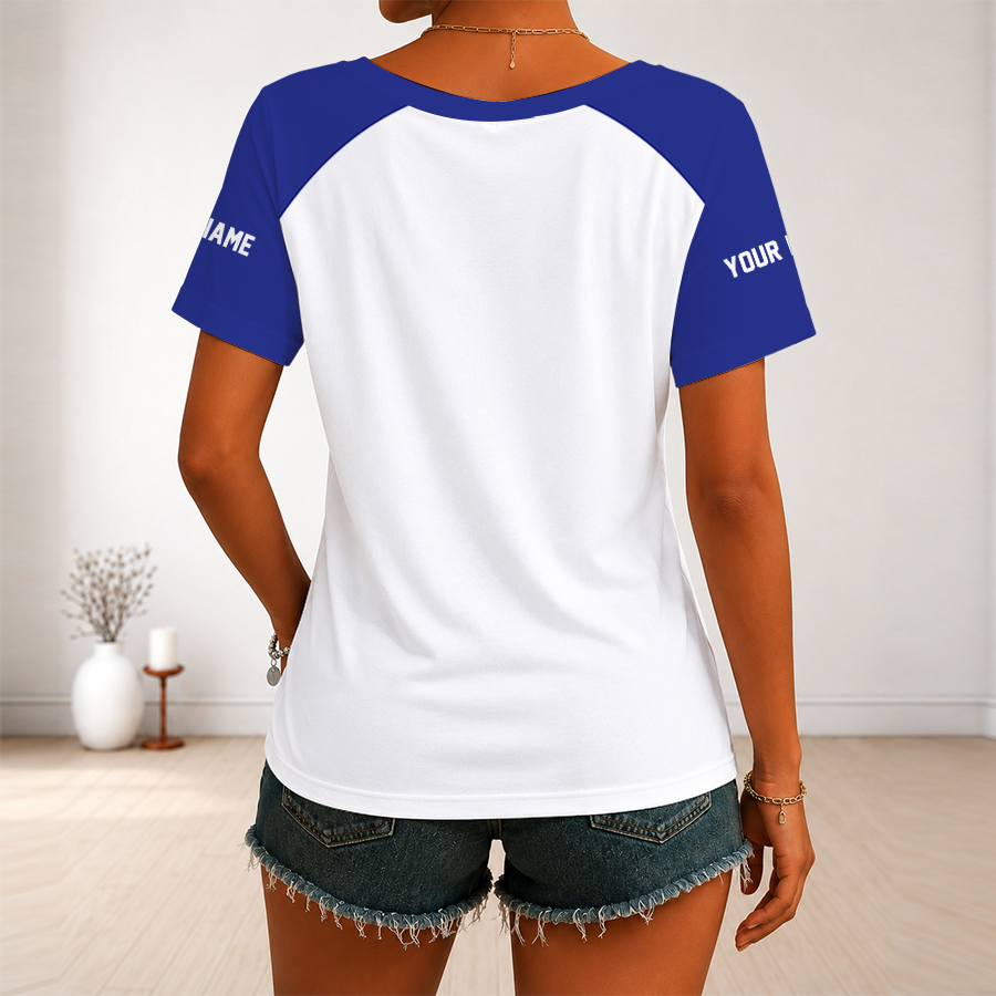[SPECIAL OFFER] NEW CUSTOMIZED NFL28 BTR BALTIMORE RAVENS V-NECK FEMALE SHIRT