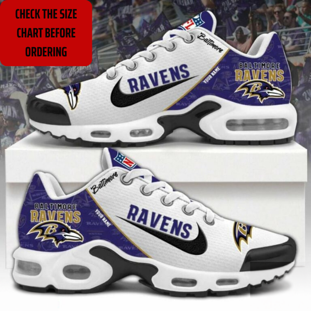 ELITE EDITION - NEW CUSTOMIZED NFL28 BTR BALTIMORE RAVENS AIR MAX PLUS SNEAKERS