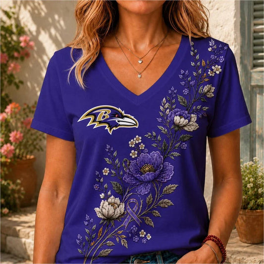ELITE EDITION - NEW CUSTOMIZED NFL28 BTR BALTIMORE RAVENS V-NECK FEMALE SHIRT