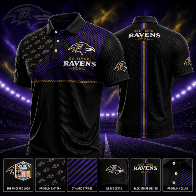 VIRAL EDITION - NEW CUSTOMIZED NFL28 BTR BALTIMORE RAVENS POLO SHIRT, ZIP POLO SHIRT & T-SHIRTS