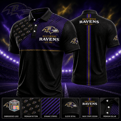 VIRAL EDITION - NEW CUSTOMIZED NFL28 BTR BALTIMORE RAVENS POLO SHIRT, ZIP POLO SHIRT & T-SHIRTS