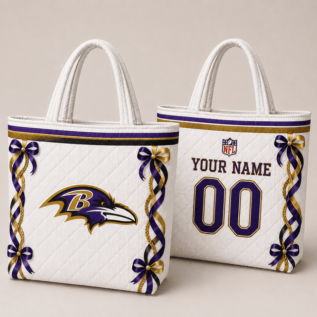 SPECIAL EDITION - NEW CUSTOMIZED NFL28 BTR BALTIMORE RAVENS QUILTED TOTE BAG