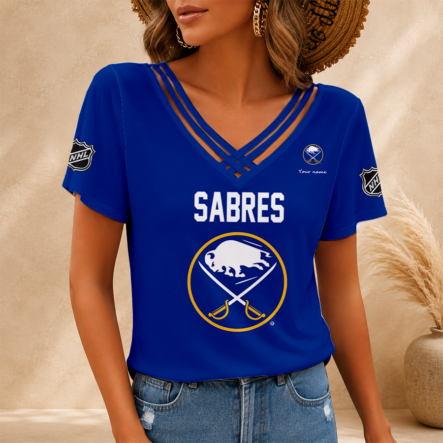 [SUPER SALE] NEW CUSTOMIZED NHL28 BFS BUFFALO SABRES V-NECK SHIRT