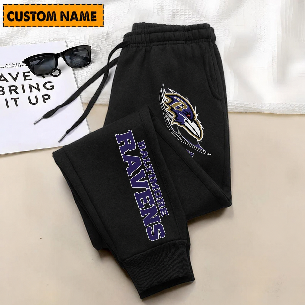 EXCLUSIVE EDITION - NEW CUSTOMIZED NFL28 BTR BALTIMORE RAVENS SWEATPANTS