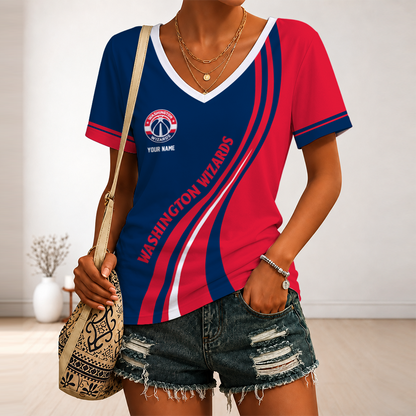 [HOT DEAL] NEW CUSTOMIZED NBA28 WWI WASHINGTON WIZARDS V-NECK FEMALE SHIRT