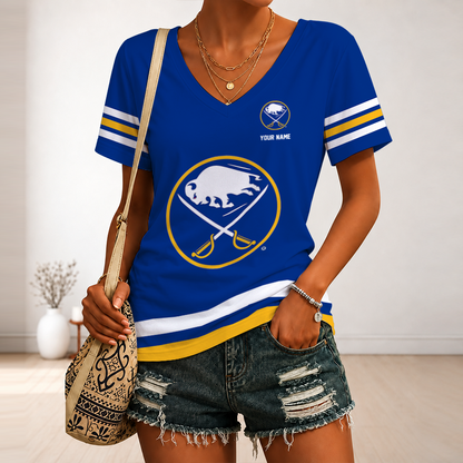 [SUPER SALE] NEW CUSTOMIZED NHL28 BFS BUFFALO SABRES V-NECK FEMALE SHIRT