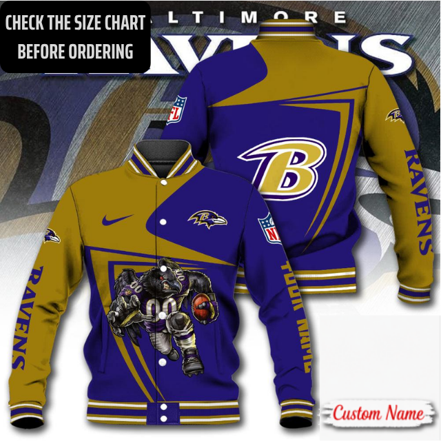 EXCLUSIVE EDITION - NEW CUSTOMIZED NFL28 BTR BALTIMORE RAVENS SATIN VARSITY & BASEBALL JACKET