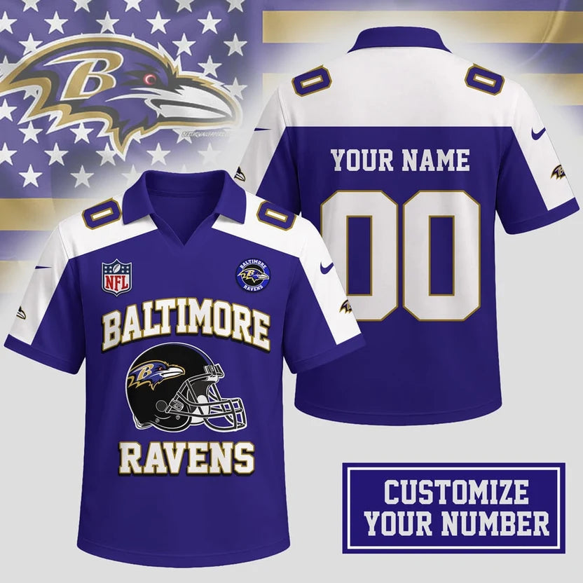 ELITE EDITION - NEW CUSTOMIZED NFL28 BTR BALTIMORE RAVENS POLO SHIRT