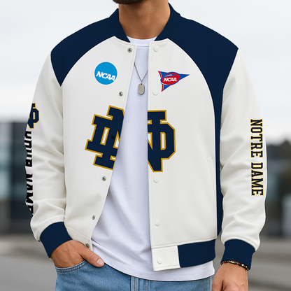 LIMITED EDITION - NEW CUSTOMIZED NCAA FBS28 NFI NOTRE DAME FIGHTING IRISH BASEBALL JACKET, SATIN VARSITY JACKET