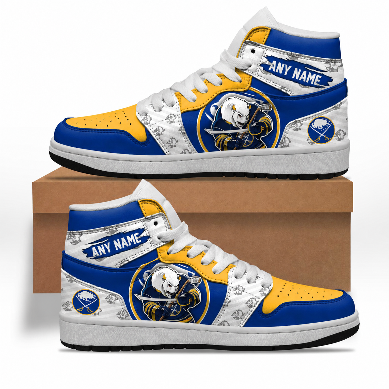 VIRAL EDITION - NEW CUSTOMIZED NHL28 BFS BUFFALO SABRES AIR JORDAN SNEAKERS