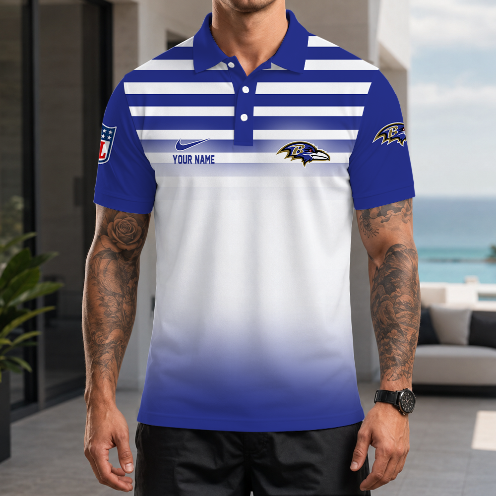 [SPECIAL OFFER] NEW CUSTOMIZED NFL28 BTR BALTIMORE RAVENS POLO SHIRT
