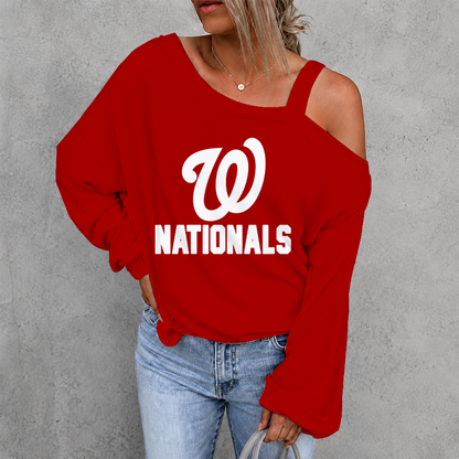 [FLASH SALE] NEW CUSTOMIZED MLB28 WNS WASHINGTON NATIONALS DROP SHOULDER SWEATSHIRT