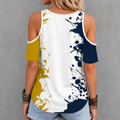 [FAN FAVORITE] NEW CUSTOMIZED NCAA FBS28 NFI NOTRE DAME FIGHTING IRISH CRISS CROSS V-NECK TOP