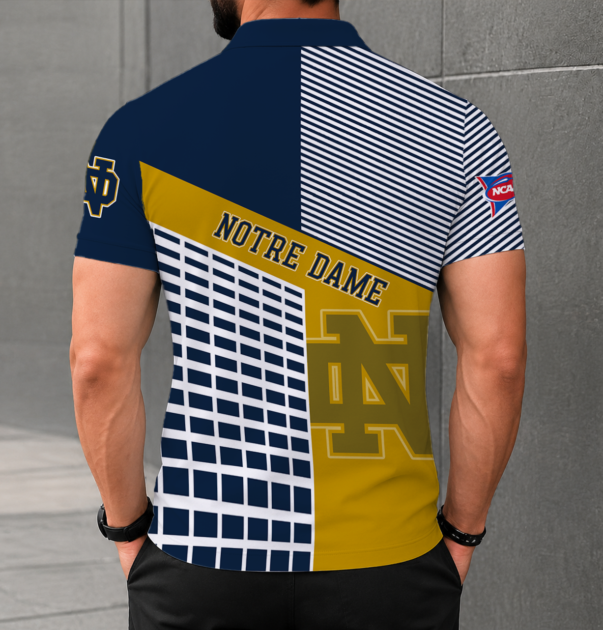 VIRAL EDITION - NEW CUSTOMIZED NCAA FBS28 NFI NOTRE DAME FIGHTING IRISH POLO SHIRT