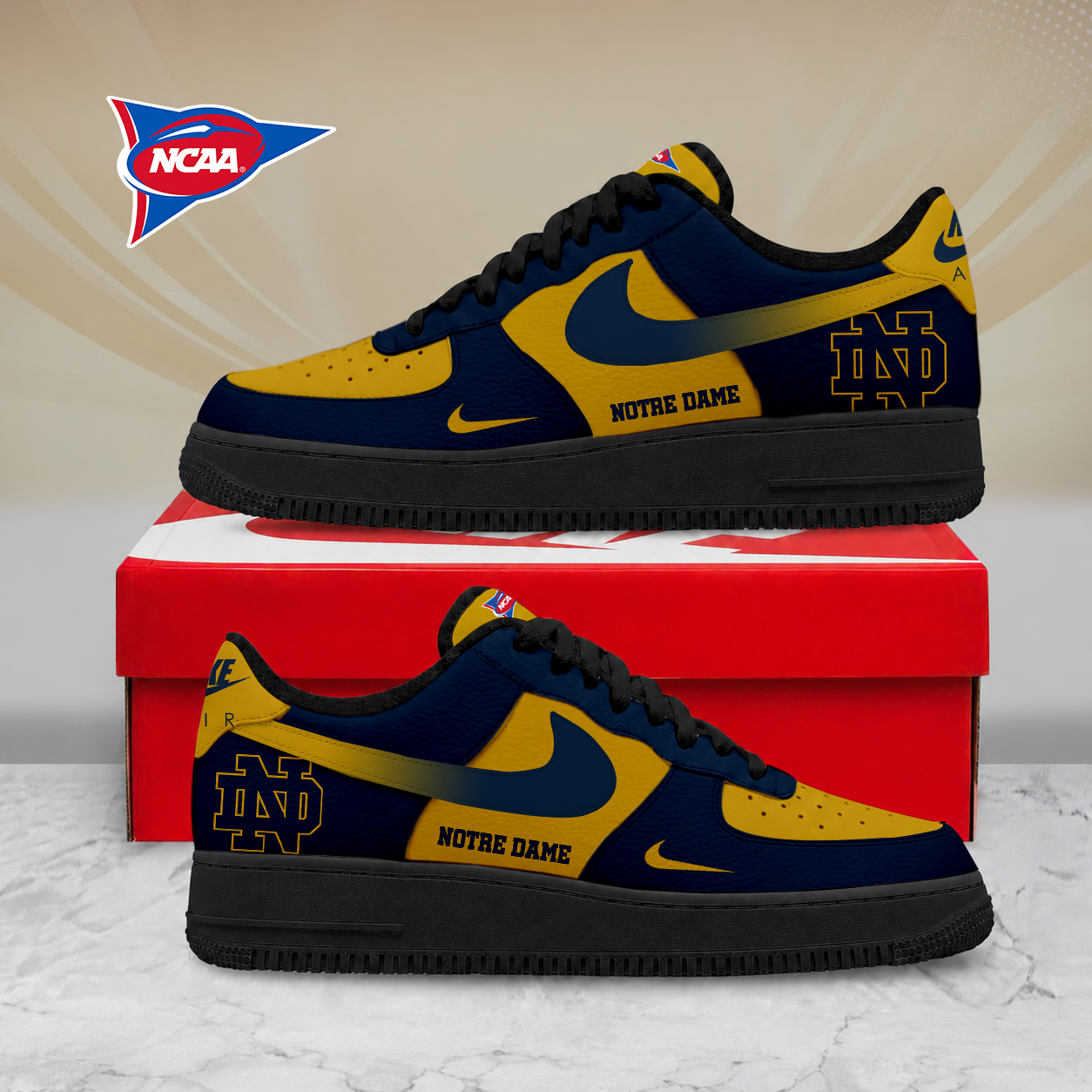 SPECIAL EDITION - NEW CUSTOMIZED NCAA FBS28 NFI NOTRE DAME FIGHTING IRISH AF1 SHOES
