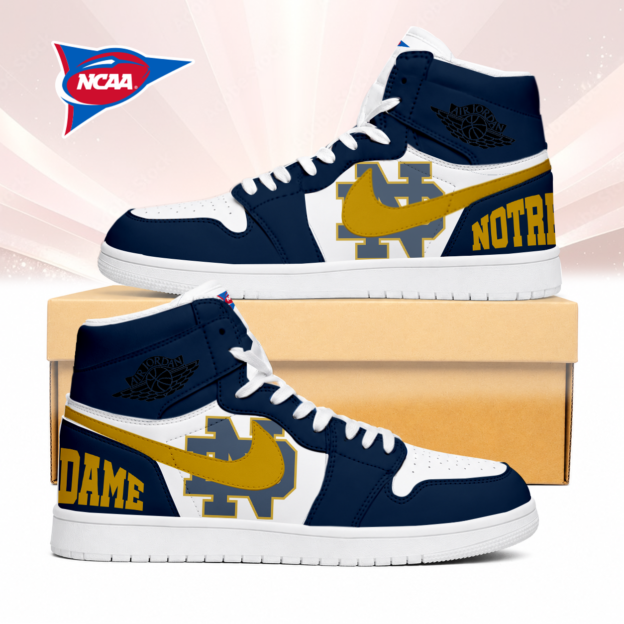 LIMITED EDITION - NEW CUSTOMIZED NCAA FBS28 NFI NOTRE DAME FIGHTING IRISH AIR JORDAN SNEAKERS