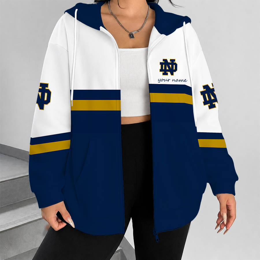 [FAN FAVORITE] NEW CUSTOMIZED NCAA FBS28 NFI NOTRE DAME FIGHTING IRISH ZIP HOODIE