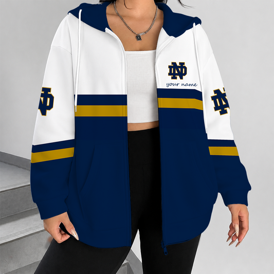 [FAN FAVORITE] NEW CUSTOMIZED NCAA FBS28 NFI NOTRE DAME FIGHTING IRISH ZIP HOODIE