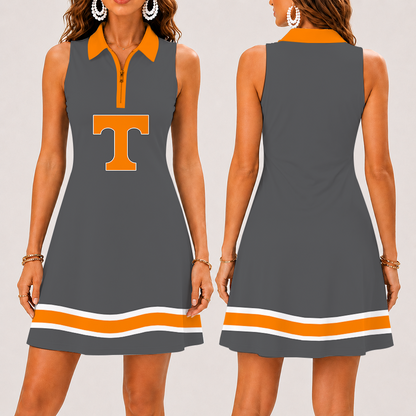[FAN FAVORITE] NEW CUSTOMIZED NCAA MAM28 TNV TENNESSEE VOLUNTEERS STRAPPY WOMEN'S ZIP SLEEVELESS POLO DRESS