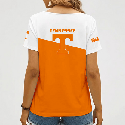 [FAN FAVORITE] NEW CUSTOMIZED NCAA MAM28 TNV TENNESSEE VOLUNTEERS STRAPPY V-NECK FEMALE SHIRT