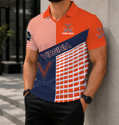 VIRAL EDITION - NEW CUSTOMIZED NCAA CWS28 VIC VIRGINIA CAVALIERS POLO SHIRT