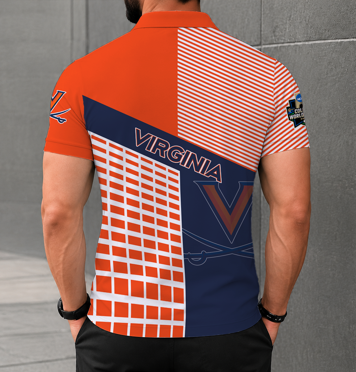 VIRAL EDITION - NEW CUSTOMIZED NCAA CWS28 VIC VIRGINIA CAVALIERS POLO SHIRT