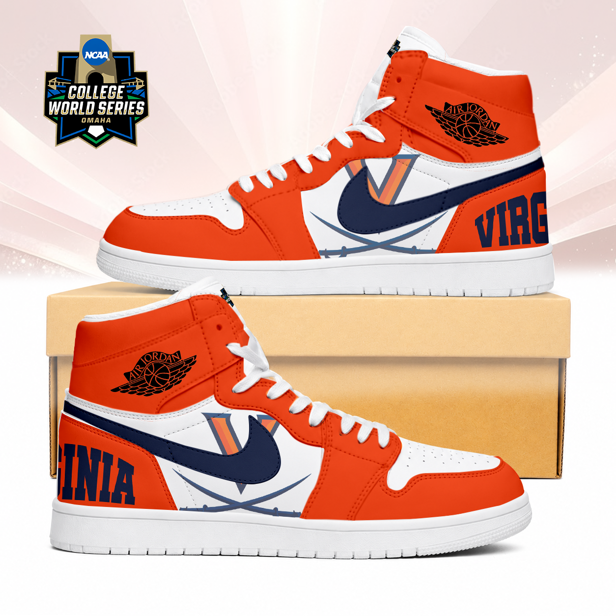LIMITED EDITION - NEW CUSTOMIZED NCAA CWS28 VIC VIRGINIA CAVALIERS AIR JORDAN SNEAKERS