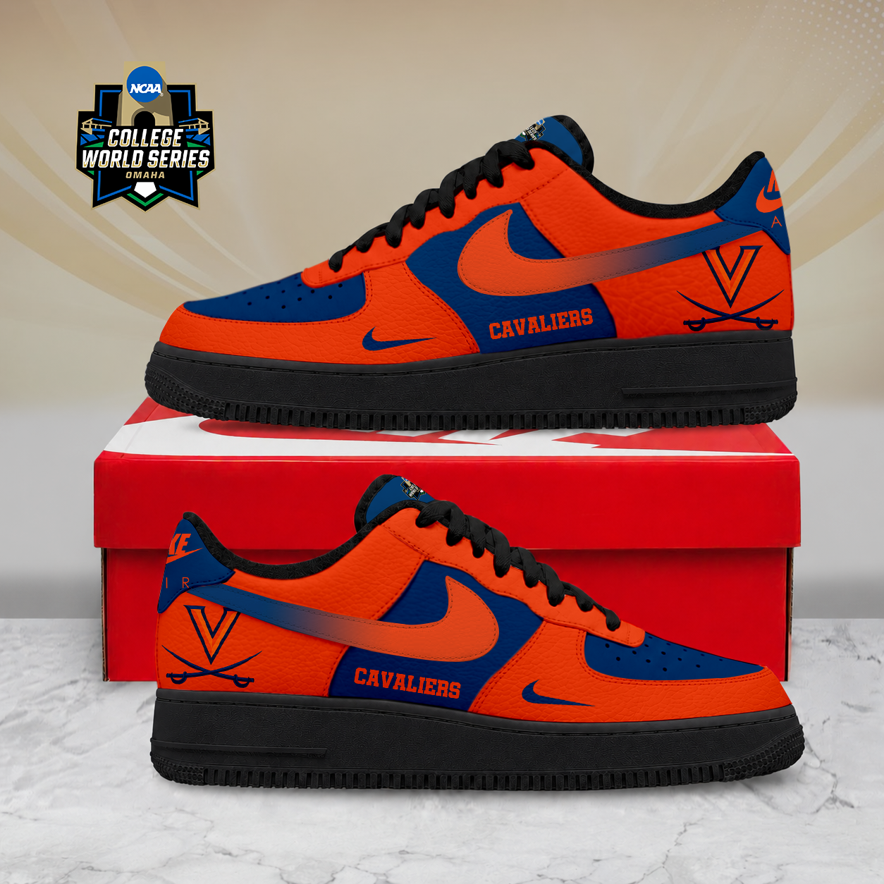 SPECIAL EDITION - NEW CUSTOMIZED NCAA CWS28 VIC VIRGINIA CAVALIERS AF1 SHOES