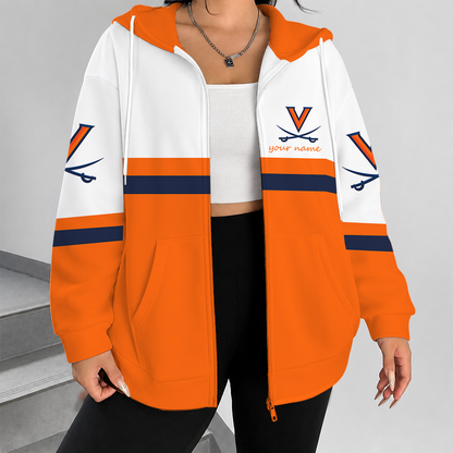 [FAN FAVORITE] NEW CUSTOMIZED NCAA CWS28 VIC VIRGINIA CAVALIERS ZIP HOODIE
