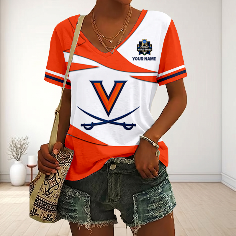 LIMITED DROP - NEW CUSTOMIZED | NCAA CWS28 VIC VI CAVALIERS V-NECK FEMALE SHIRT