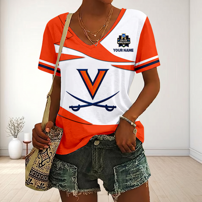 LIMITED DROP - NEW CUSTOMIZED | NCAA CWS28 VIC VI CAVALIERS V-NECK FEMALE SHIRT