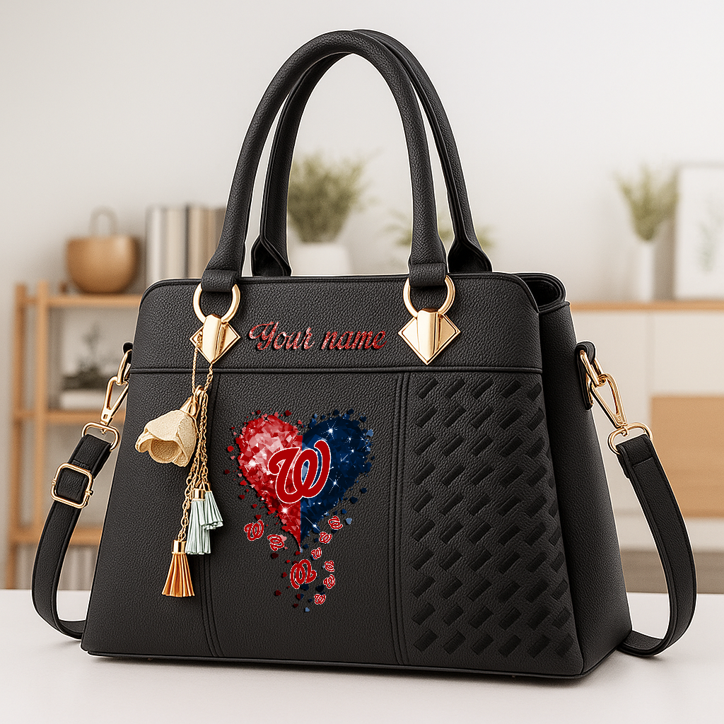 LIMITED EDITION - NEW CUSTOMIZED MLB28 WNS WASHINGTON NATIONALS ZIP HANDBAG MULTICOLOR