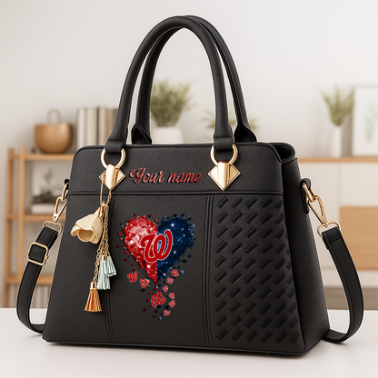LIMITED EDITION - NEW CUSTOMIZED MLB28 WNS WASHINGTON NATIONALS ZIP HANDBAG MULTICOLOR