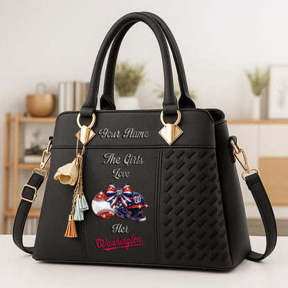LIMITED EDITION - NEW CUSTOMIZED MLB28 WNS WASHINGTON NATIONALS ZIP HANDBAG MULTICOLOR